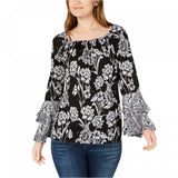 INC International Concepts Women's Floral-Print Tiered Ruffle Peasant Top