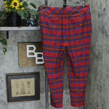 Charter Club Women's Plaid Ankle Pants Red 18