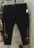 DG2 by Diane Gilman Women's Plus Size Embroidered Pull On Exposed Button Jeans