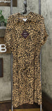 Ava & Viv Women's Plus Size Animal Print Short Sleeve Collared Shirt Dress