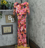 Susan Graver Women's Printed Liquid Knit Maxi Dress with Belt