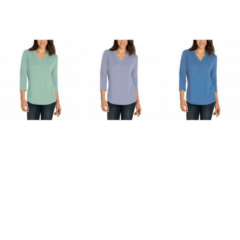 Orvis Women's 3/4 Sleeve V-Neck Linen Blend T-Shirt