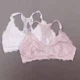 Felina Women's 2 Pack Lace Bralettes With Modal Lining Pink / White Large