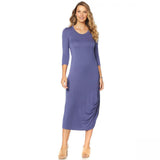 Soft & Cozy Loungewear Women's Cool Luxe Knit 3/4-Sleeve Draped Dress