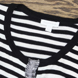 Charter Club Women's Striped Snap Front Cardigan Black / White Large