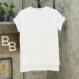 DG2 by Diane Gilman Embellished Cuff Sleeve T-Shirt White Small