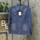 DG2 by Diane Gilman Women's Pinstripe Stretch Denim Jacket