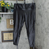 A New Day Women's High-Waisted Faux Leather Ankle Leggings Black XXL