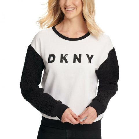 DKNY Women's Fleece Sleeve Logo Sweatshirt