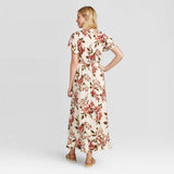 Xhilaration Women's Floral Print Short Sleeve Maxi Wrap Dress
