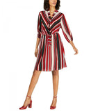 Monteau Women's Petite Tie-Neck Fit & Flare Dress. PT59877