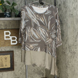 LOGO by Lori Goldstein Women's Rayon 230 Top with Satin Hem Shale Large