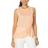 DG2 by Diane Gilman Women's Burnout Ruffle Tank Top