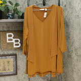 Susan Graver Women's Plus Size Chiffon Overlay Peplum Back Liquid Knit Top