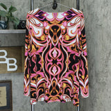 Dennis Basso Women's Plus Size Printed Caviar Crepe Top With Keyhole