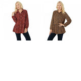 LOGO by Lori Goldstein Women's Stretch Woven Button Front Blouse