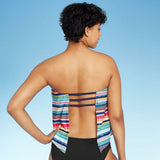 Kona Sol Women's Geometric Stripes Bandeau Tankini Top