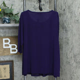 Belldini Plus Size Studded Pleated 3/4-Sleeve Knit Top