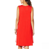 DG2 by Diane Gilman Women's Knit Layered Drama Dress Red XL