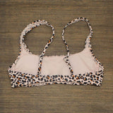 Xhilaration Animal Print Ribbed Bralette Bikini Top Pink Leopard Small (0-2)