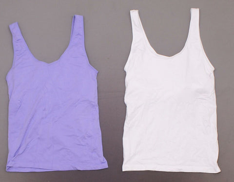 Rhonda Shear Women's Tank Tops With Shelf Bra White / Purple XL