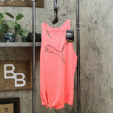Puma Women's Racerback Slub Knit Tie Front Logo Tank Top