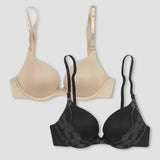 Self Expressions Maidenform Women's 2pk Convertible Push-Up Lace Wing Bra 5809
