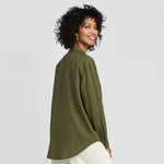 A New Day Women's Long Sleeve Button-Down Utility Top