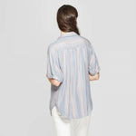 Universal Thread Women's Striped Short Sleeve Collared Camp Shirt