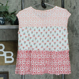 Style & Co. Women's Cotton Tiered Printed Top Spring Embrace Medium
