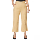 DG2 by Diane Gilman Women's Stretch Linen Blend Crop Pants Khaki Medium