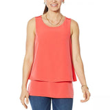 DG2 by Diane Gilman Women's Plus Size Crepe and Knit Easy Tank Top