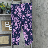Stars Above Women's Soft Floral Print Notch Collar Cropped Pajama Set Blue M