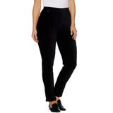 Susan Graver Petite Knit Corduroy Straight Zip Hem Pull On Pants