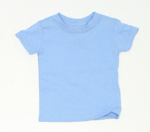 Rabbit Skins Infant Baby Short Sleeve Cotton T-Shirt Light Blue 6 Months