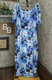 Colleen Lopez Women's Off-the-Shoulder Flutter Maxi Dress Sapphire Blue Large