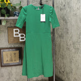 Who What Wear Women's Short Sleeve Round Neck Seamed Midi Dress