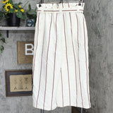 A New Day Striped High-Rise Tie Waist Cropped Wide Leg Pants Cream / Tan Brown L