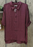 MOTTO Women's Plus Size Dolman Sleeve Satin Button Down Blouse