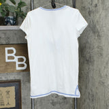 C. Wonder Embroidered Split V-neck Short Sleeve Tunic Top White Small