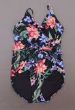Aqua Green Women's Wrap One Piece Swimsuit Black Large