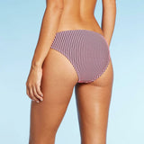 Xhilaration Women's Seersucker Cheeky Striped Bikini Bottom