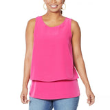 DG2 by Diane Gilman Women's Mixed Media Easy Tank Blouse