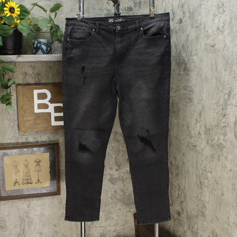 DG2 by Diane Gilman Virtual Stretch Destructed Skinny Jeans Black 18W