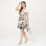 Isaac Mizrahi Live! Women's Floral Engineered Woven Dress Neutral 14