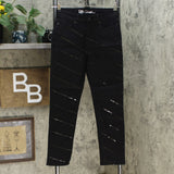 DG2 by Diane Gilman Sequin Stripe Skinny Jeans Black 0 Petite