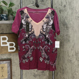 NWT DG2 By Diane Gilman Womens Mesh-Front Layered Tee. 704876 X-Large