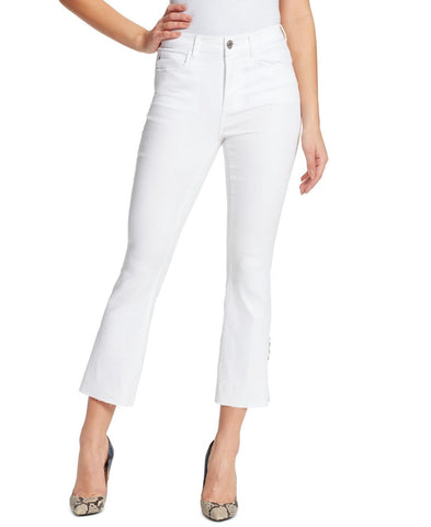 Skinnygirl Womens High Rise Cropped Embellished Flare Jeans. 690717 White 28