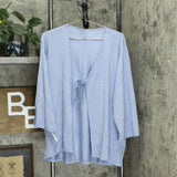 LOGO by Lori Goldstein Layers Women's Tie Front Heathered Kimono Cardigan
