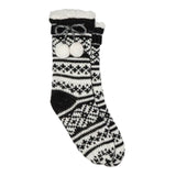 Gilligan & O'Malley Women's Sherpa Lined Fair Isle Pom Poms Slipper Socks